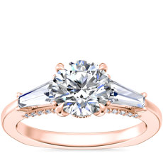 新款 18k 玫瑰金Bella Vaughan 尖頂長方形三石訂婚戒指 （1/2 克拉總重量）